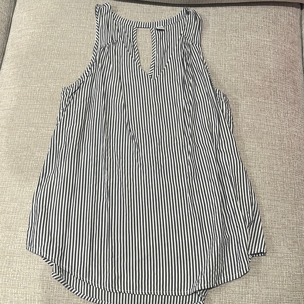 Gray and white striped tank top